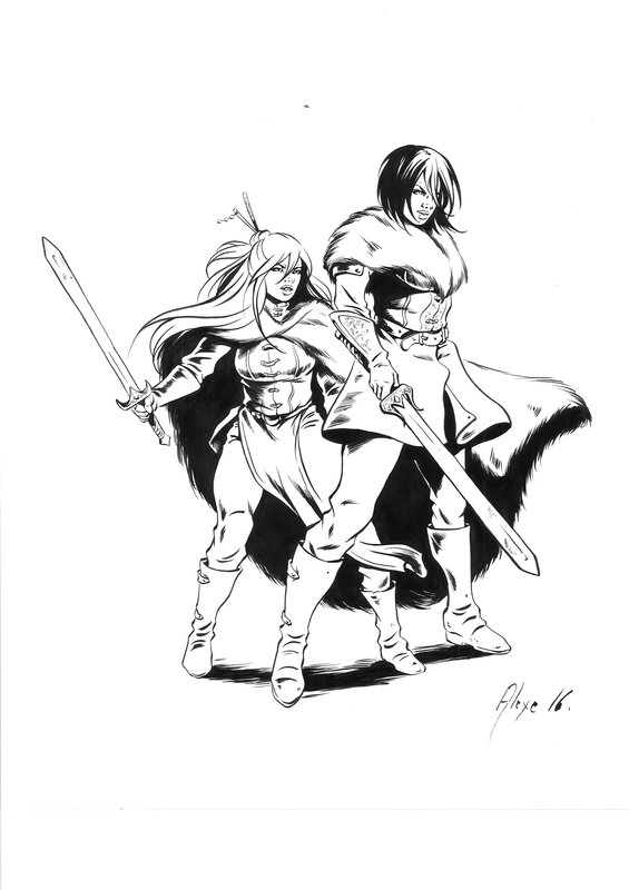En vente - Alexe, Ange, La gestes des chevaliers dragons - T 22 La porte du nord - C4 N&B - Illustration originale