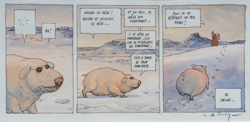 Nicolas De Crécy, Période Glaciaire - pl1, dernier strip - Planche originale