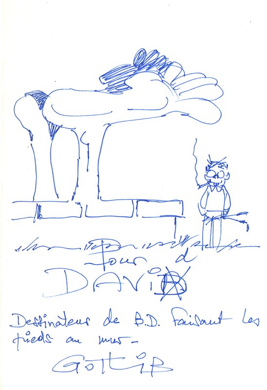 Les pieds au mur par Gotlib - Dédicace