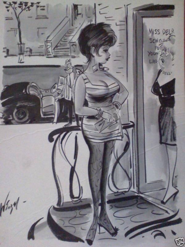 Bill Wenzel, School for young Ladies : what kind of future ?, circa 1965. - Original Illustration