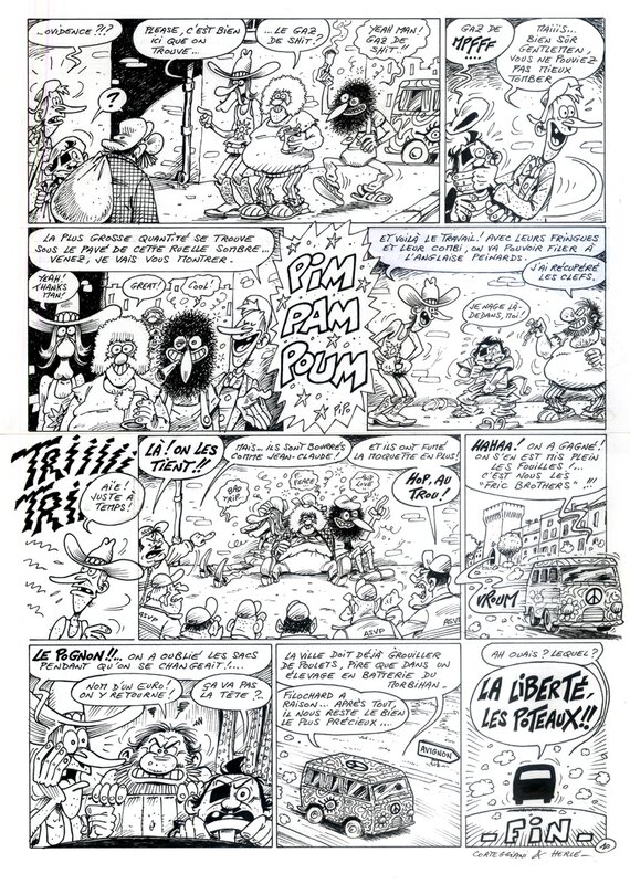 Herlé - Les Pieds Nickelés vs. The Fabulous Freak Brothers ! (2015) - Planche originale