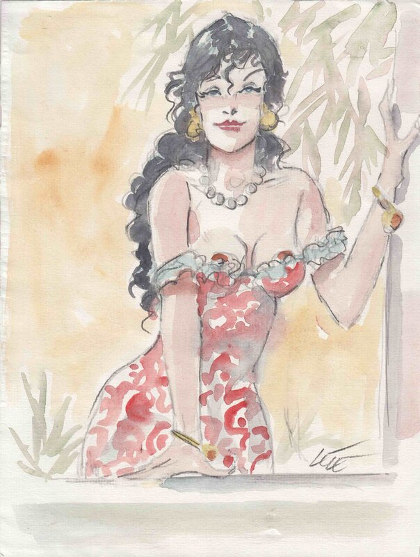 La fille. by Lele Vianello - Original Illustration