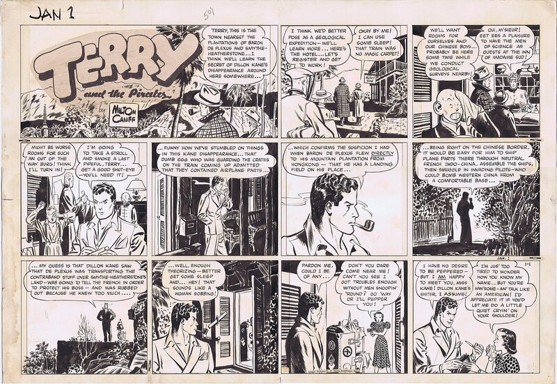 Terry and Pirates Sunday Jan 1, 1939 by Milton Caniff - Planche originale