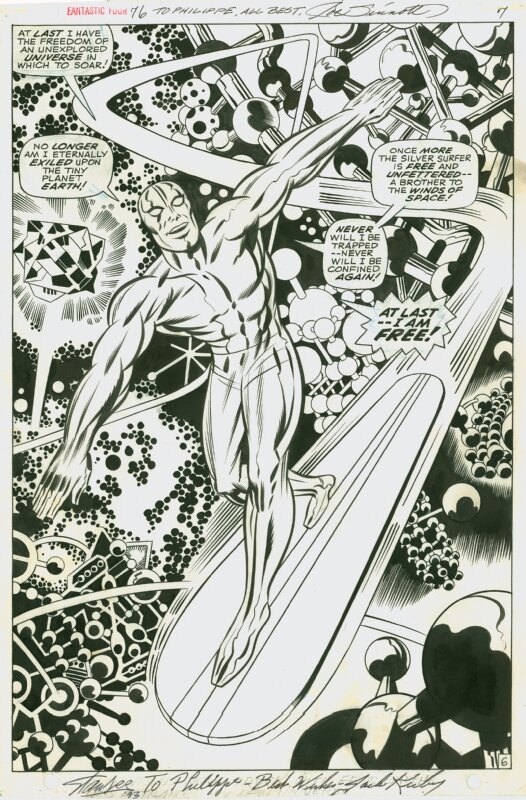 Jack Kirby, Joe Sinnott, Stan Lee, Fantastic Four 76 surfer splash - Planche originale