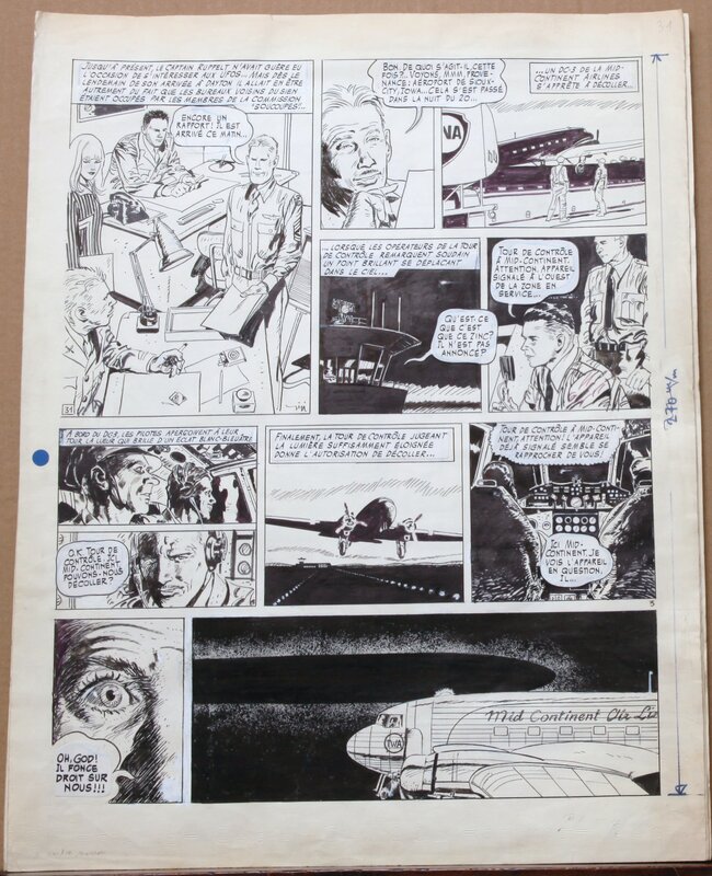 Robert Gigi, Jacques Lob, Page 38 - les apparitions Ovni - Dargaud - Planche originale