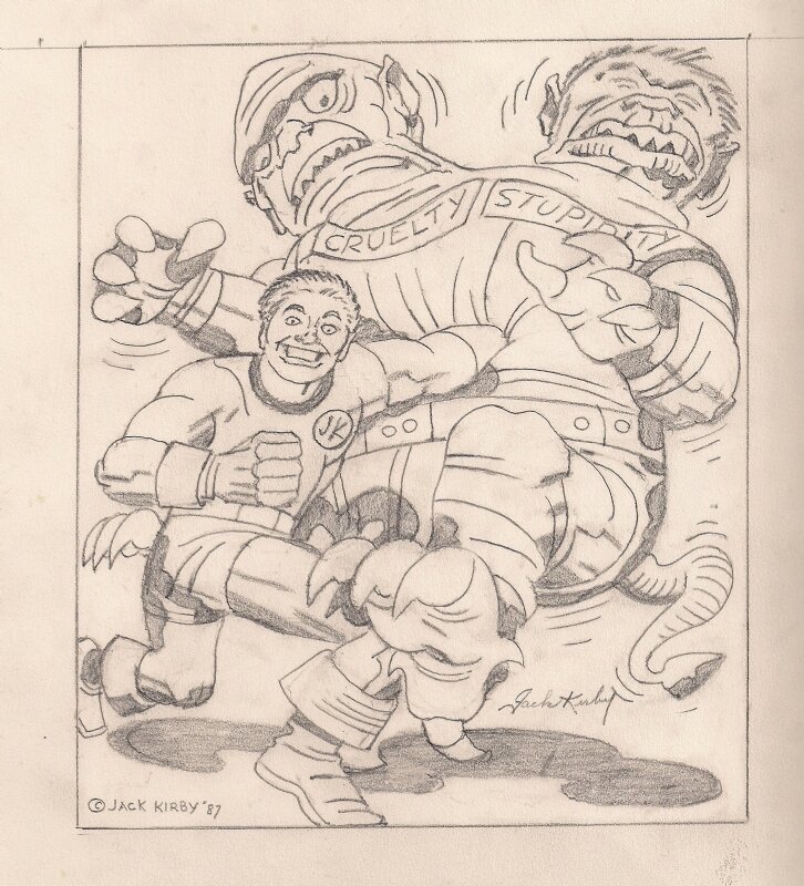 Jack Kirby vs Cruelty & Stupidity - Original Illustration