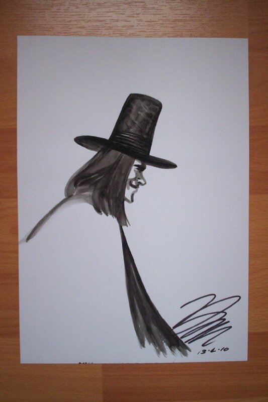 V for Vendetta,V ink wash drawing,David Lloyd - Œuvre originale