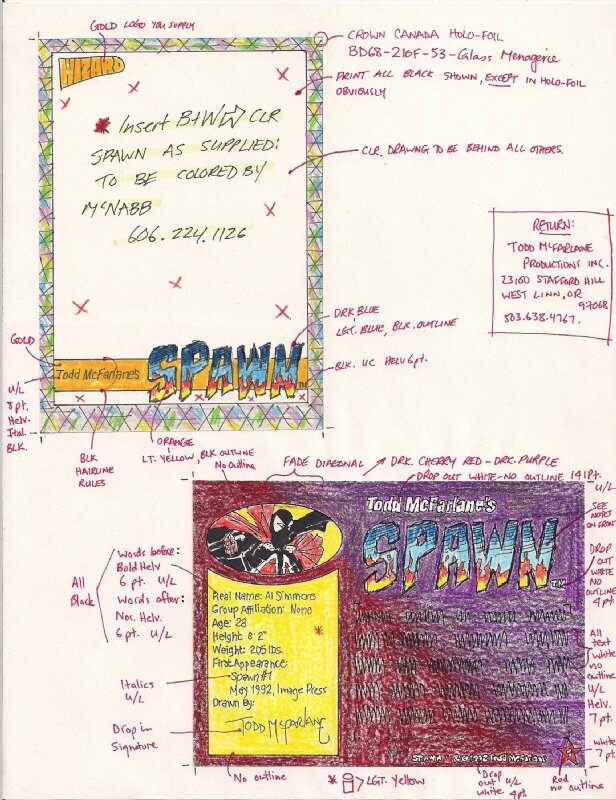 Spawn TC design, concept drawing/color guide ,Todd McFarlane - Illustration originale