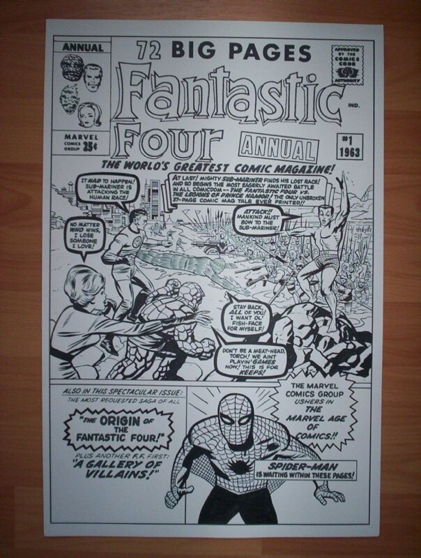 Fantastic Four Annual #1 Unused Cover / Recreation ,Jack Kirby,Bruce McCorkindale - Couverture originale