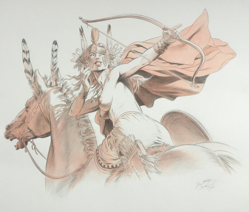 François Miville-Deschênes, Reconquêtes - Archère Sarmate à cheval - Original Illustration