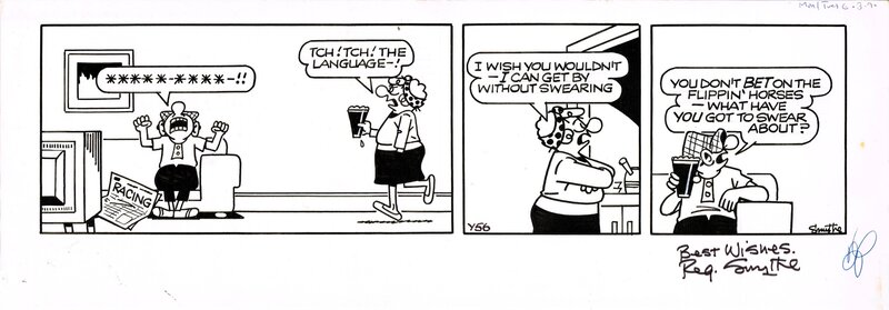 Reg Smythe, ANDY CAPP - daily 3-6-1990 - Planche originale