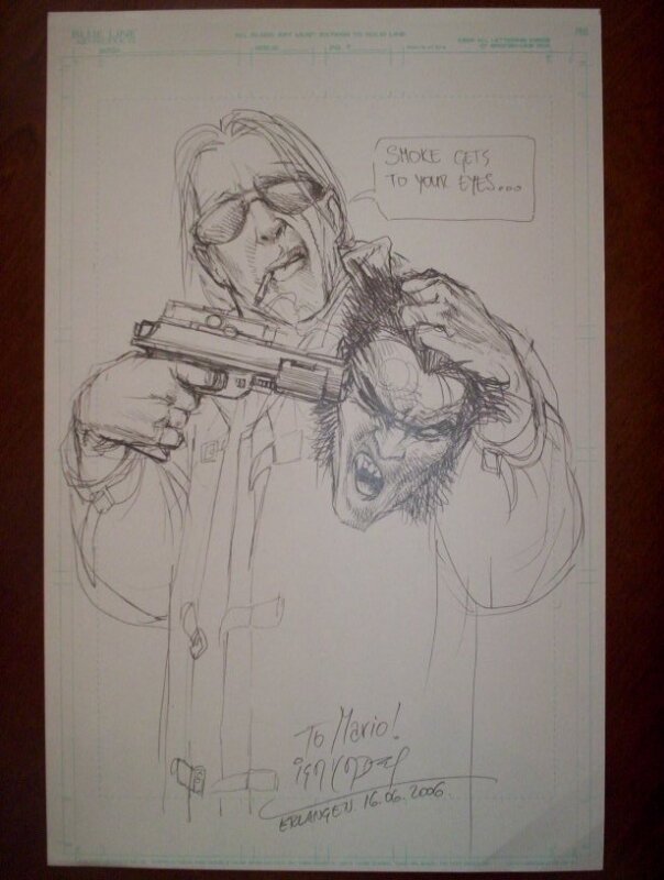 Cain versus Wolverine (Smoke) by Igor Kordey - Sketch