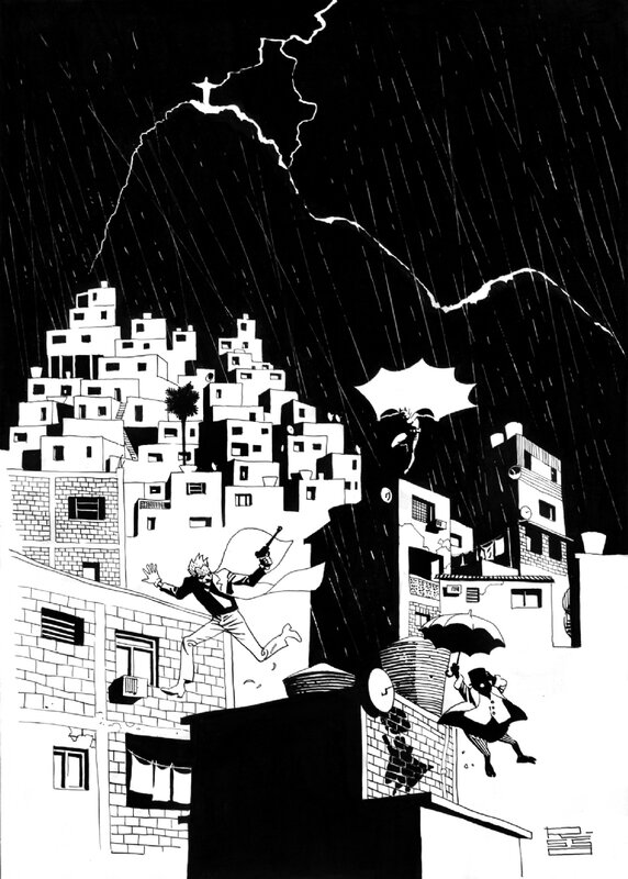 Batman Rio by Eduardo Risso - Illustration originale