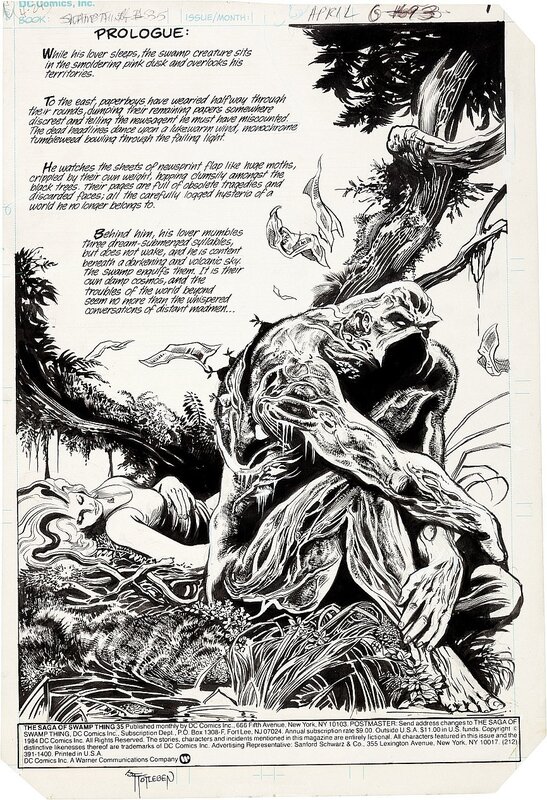 Stephen R. Bissette, John Totleben, Alan Moore, Swamp Thing #35 page 1 Bissette/Totleben - Illustration originale
