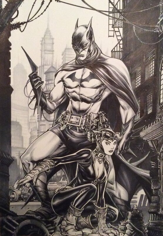 Batman et Catwoman par Paolo Pantalena - Illustration originale
