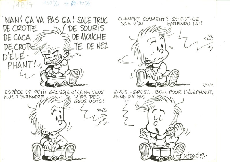 Didgé, Didge - Les Bébés - strip en 4 cases - GROS mots - Comic Strip