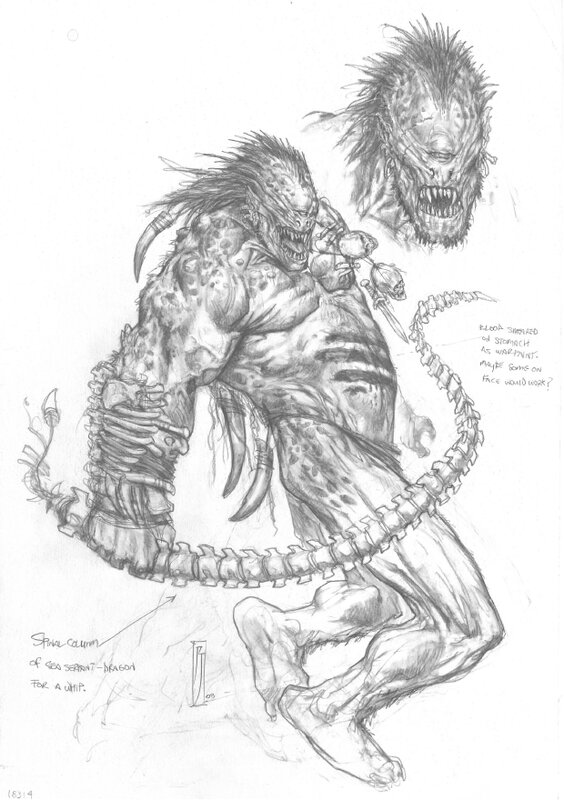 Paul Jeacock, Cyclope avec squelette de serpent - Illustration originale