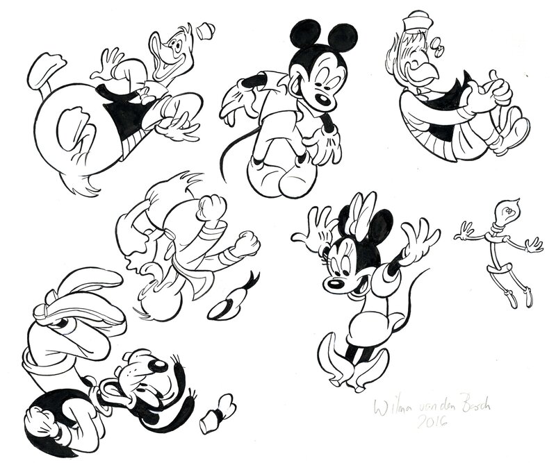 Mickey & Donald par Studios Disney, Wilma van den Bosch - Illustration originale