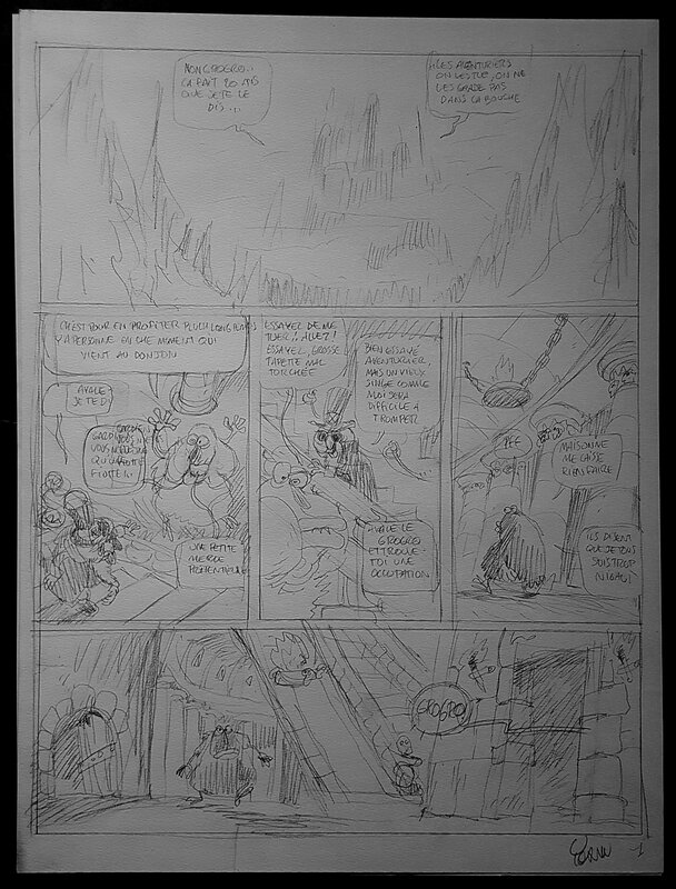 Yoann, Donjon - Monsters T6 - Du ramdam chez les brasseurs - crayonné de la page 1 - Œuvre originale