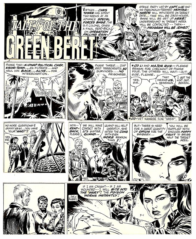 Joe Kubert, Tales of the Green Berets . Sunday strip 5 / 1 / 1966 . - Comic Strip
