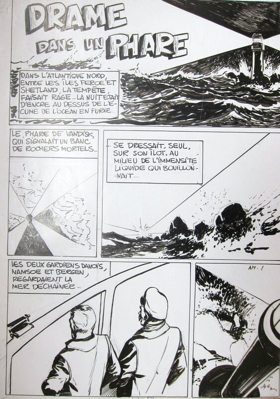 Pierre Dupuis, Drame dans un phare - une aventure d'Anton Marcus, publication inconnue - Planche originale