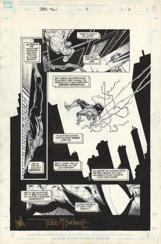 Todd McFarlane, Spiderman #9 - PL 14 - Planche originale