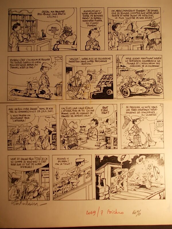 Marc Wasterlain, Le Docteur Poche, « Le Pivert Jaune pâle », planche 3, 1977. - Planche originale