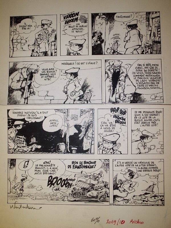 Marc Wasterlain, Le Docteur Poche, « Le Pivert Jaune pâle », planche 6, 1977. - Planche originale