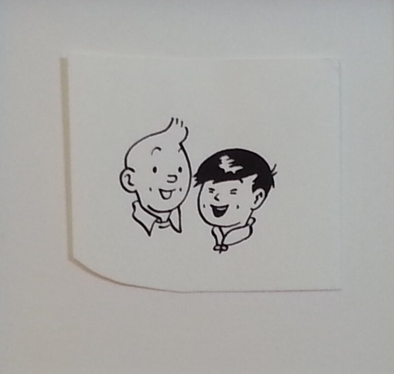 Tintin et TCHANG par Hergé - Illustration originale