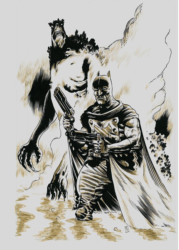 Batman et Killer croc par Troy Nixey - Illustration originale