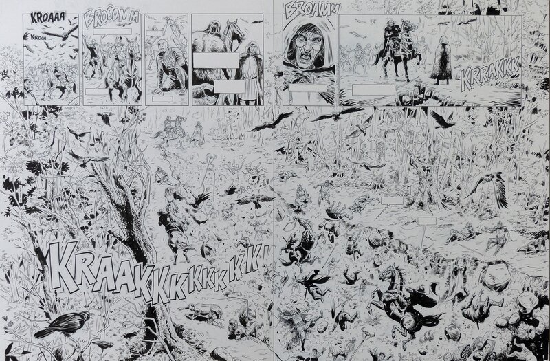 Jacques Lamontagne, Double page 44 45 Druides tome 9 - Planche originale