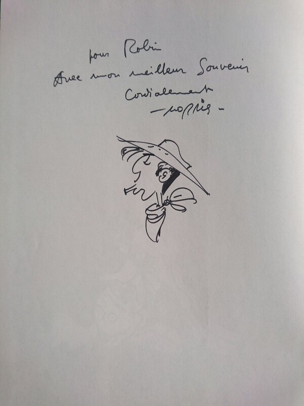 Lucky Luke, dédicace réalisée et signée par Morris - Sketch