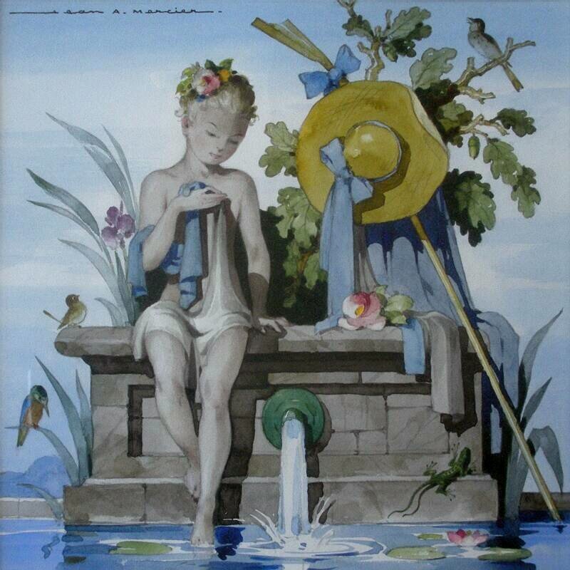 Jean-Adrien Mercier, A la claire fontaine - Planche originale