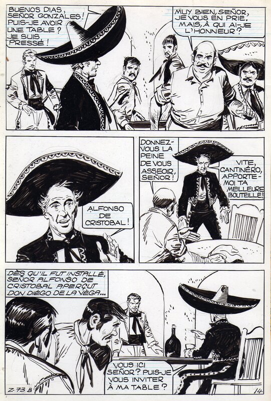 Jean Pape, Zorro n°73 B, planche 14, SFPI - Planche originale