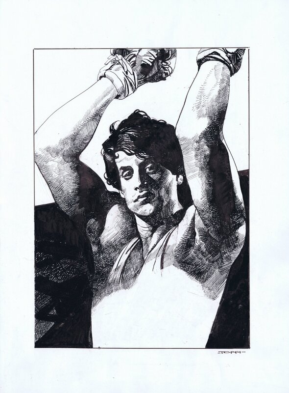 Rocky Balboa by Sergio Toppi - Original Illustration
