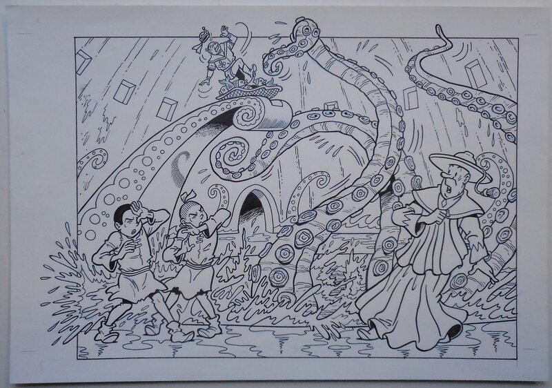 Luc Morjaeu, Suske en Wiske 309 De watersater - Illustration originale