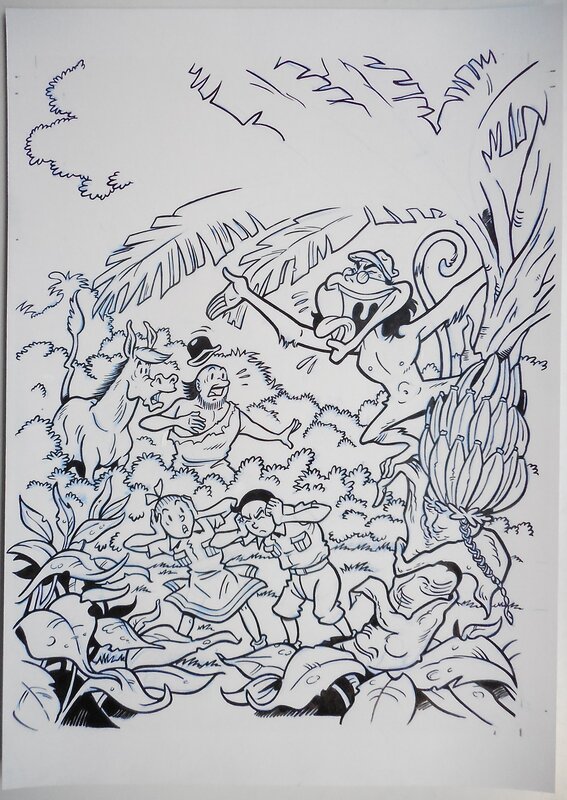 Luc Morjaeu, Suske en Wiske 315 De bananenzangers - niet gebruikte cover - Couverture originale