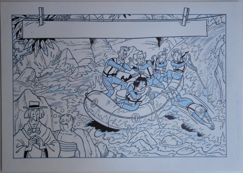 Luc Morjaeu, Suske en Wiske 322 De vliegende rivier - Original Illustration