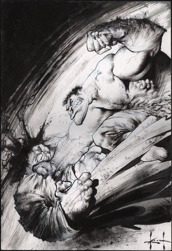 Hulk vs. Hyde par Sam Kieth - Illustration originale