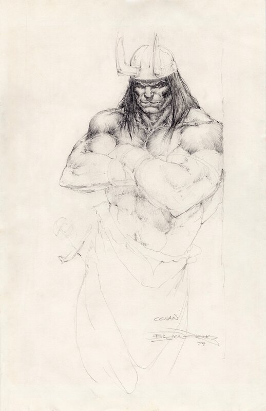Conan the barbarian par Bill Sienkiewicz - Illustration originale