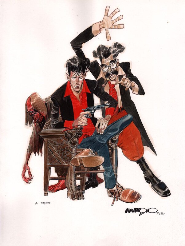 Dylan Dog & Groucho par Corrado Mastantuono - Illustration originale