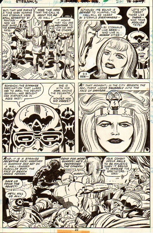 Eternals 10 pag. 22 par Jack Kirby - Illustration originale