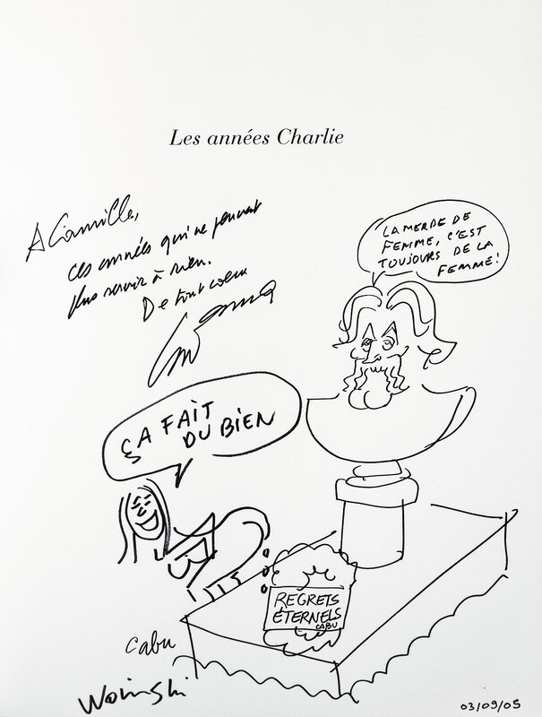 Charlie Hebdo, triple dédicace : Cabu + Volinski + Cavanna - Sketch