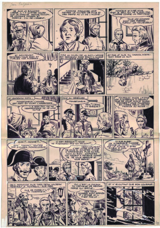 Fred & Liliane Funcken, Jean Valjean, pl. 2, recueil Tintin 30, n° 11. - Planche originale