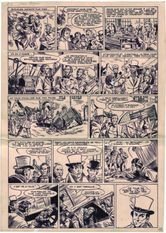 Fred & Liliane Funcken, Jean Valjean, pl. 3, recueil Tintin 30, n° 11. - Planche originale