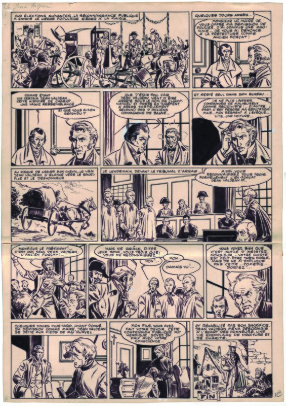 Fred & Liliane Funcken, Jean Valjean, pl. 4, recueil Tintin 30, n° 11. - Planche originale