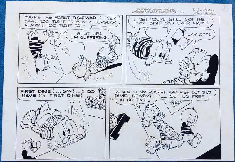 Carl Barks Uncle Scrooge First Dime halfpage 1953 - Planche originale