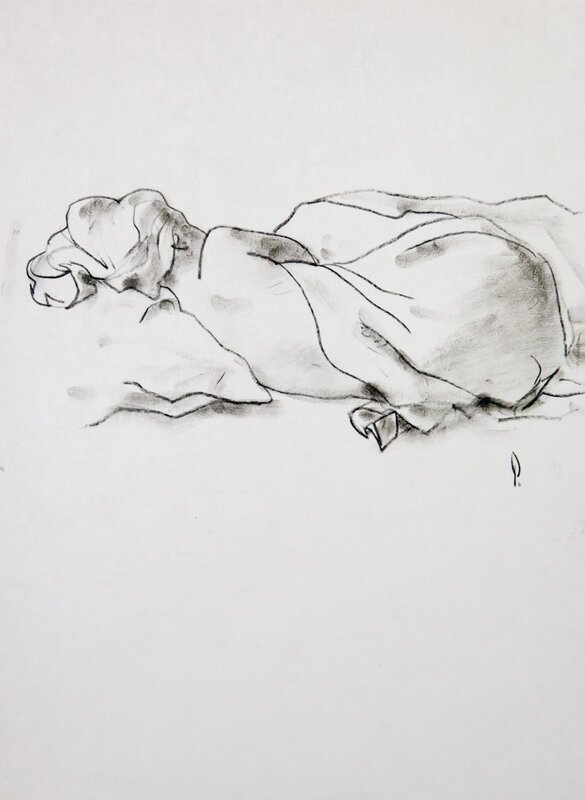 Jeune femme endormie par George Pratt - Original Illustration