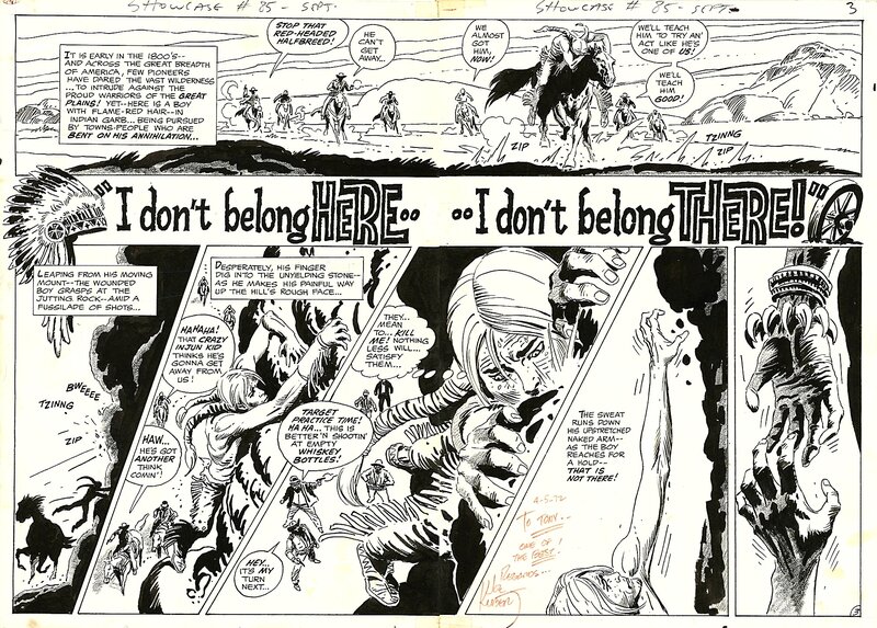 Joe Kubert, Showcase # 85 Double page 2 er 3. Firehair . - Planche originale