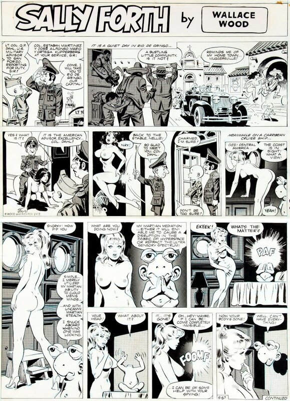 Wallace Wood . Sally Forth comic strip # 67 - Planche originale